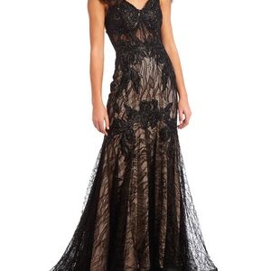 Black lace prom dress